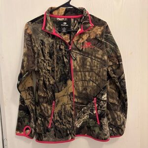 Mossy Oak Camouflage Fleece with Pink Trim Zip Up Jacket Woman’s Size Small 4-6